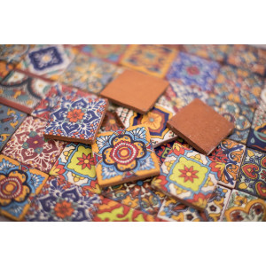 Caliente -  talavera patchwork aus Mexiko - 5x5 cm