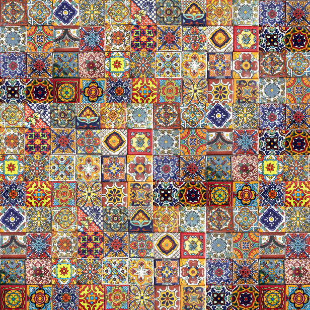Caliente -  talavera patchwork aus Mexiko - 5x5 cm