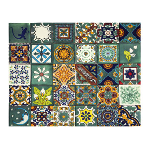Verde - bunte patchwork mit mexikanischen tellern - 30 st