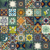 Verde - bunte patchwork mit mexikanischen tellern - 30 st