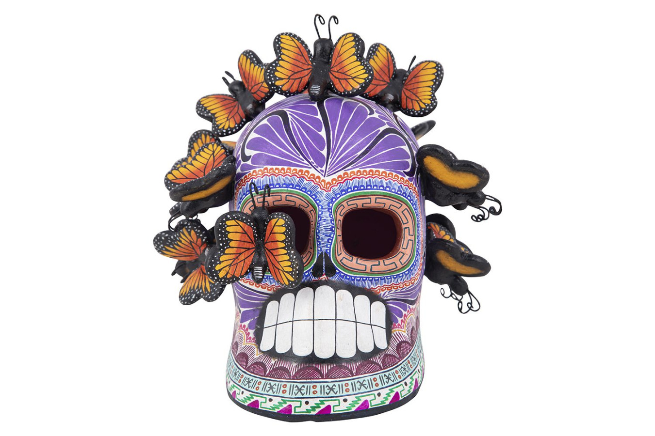 Cráneo con mariposas - Schädel mit Schmetterlingen aus Mexiko - Höhe 18 cm