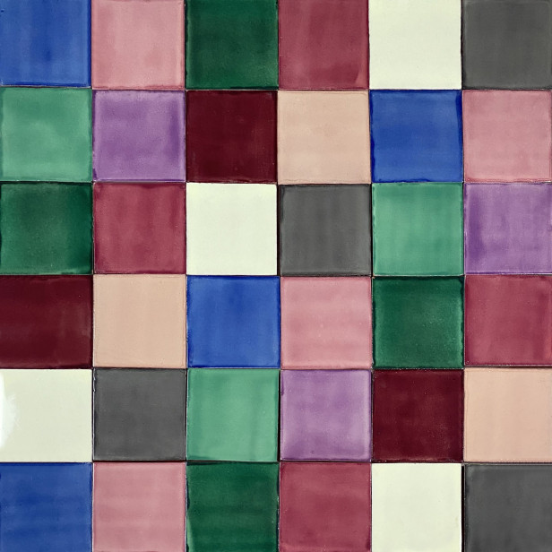 Ciruela - Patchwork aus einfarbigen Fliesen - 90 Stück. 1 m2