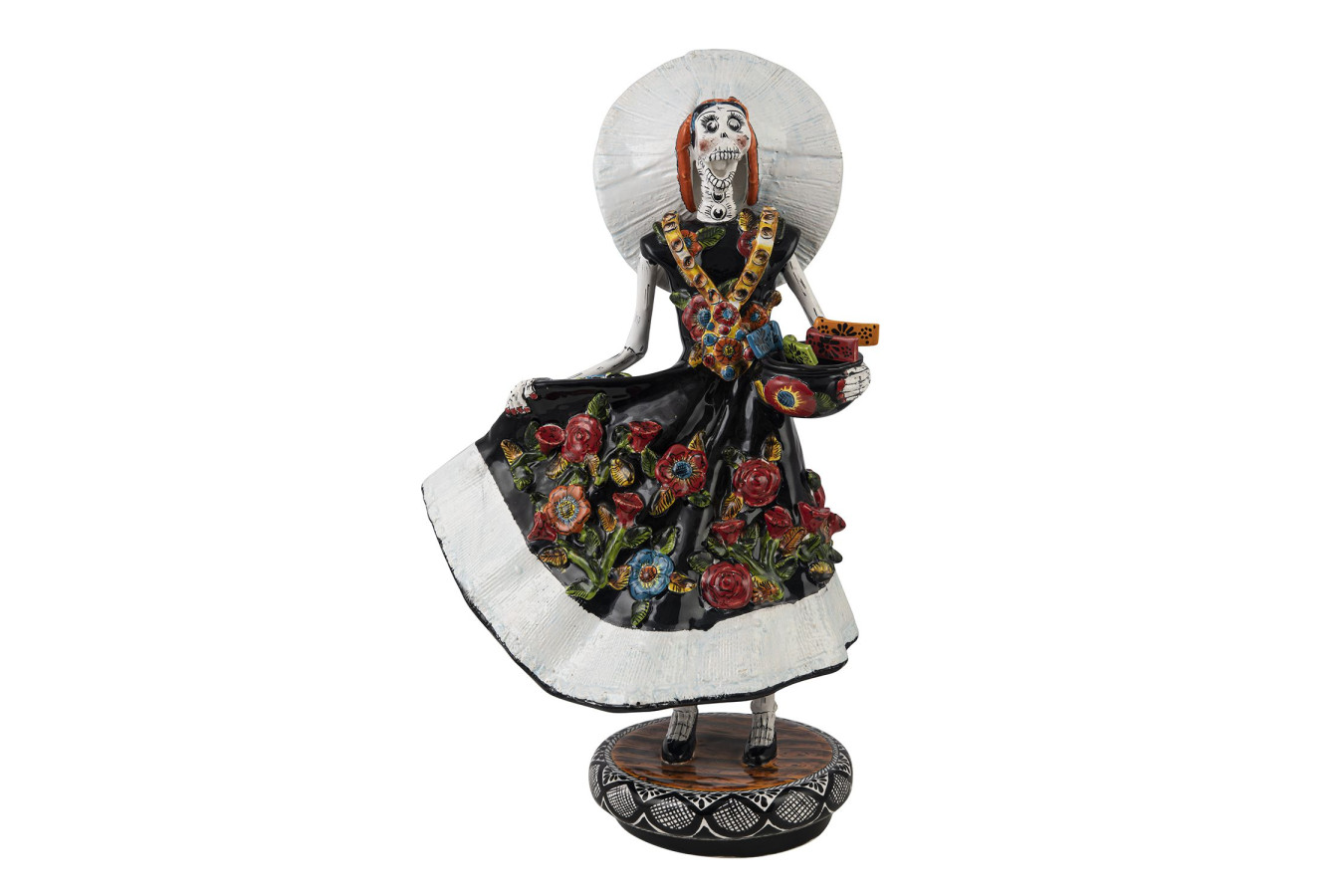 Catrina Tehuana - traditionelle Figur aus Mexiko mit Talavera-Motiv