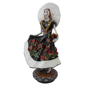 Catrina Tehuana - traditionelle Figur aus Mexiko mit Talavera-Motiv