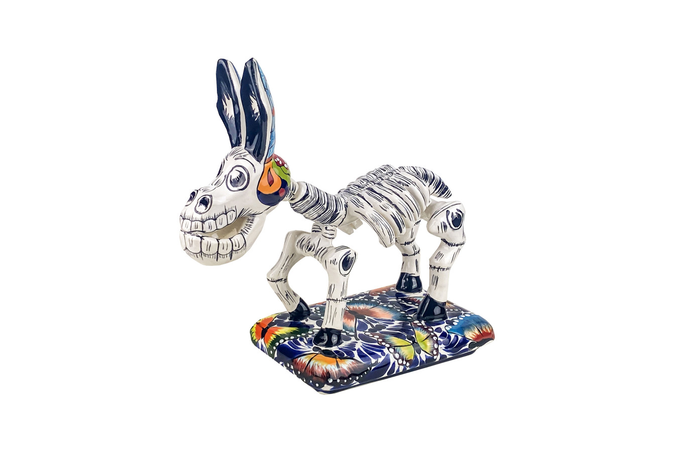 Burro y huesos - Keramik Esel-Figur aus Mexiko
