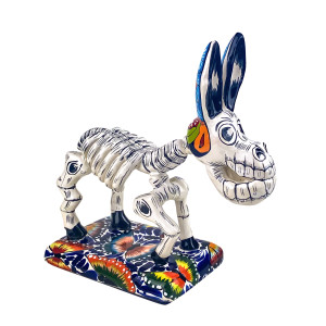 Burro y huesos - Keramik Esel-Figur aus Mexiko