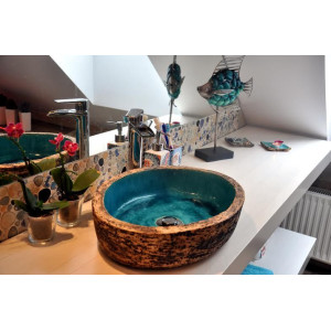 Adrianna - Aufsatzwaschbecken Türkis