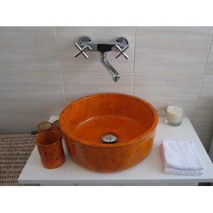 Joanna - Handgefertigtes Aufsatzwaschbecken in Orange