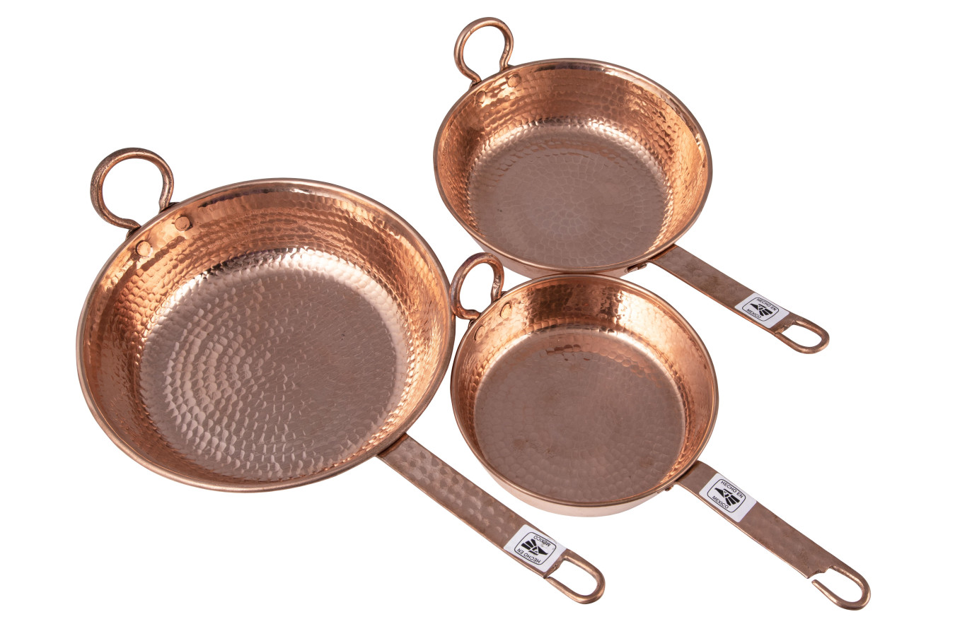Kupferpfannen set aus Mexiko