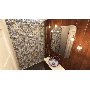 Azul luz - patchwork aus mexikanischen talavera-platten - 30 Stück