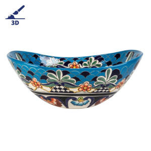 La Reina prima - Talavera mexikanisches Waschbecken mit Relief verziertes