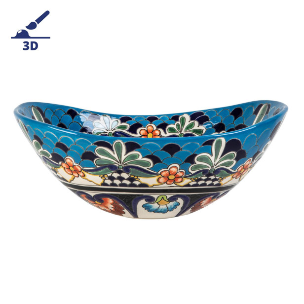 La Reina prima - Talavera mexikanisches Waschbecken mit Relief verziertes