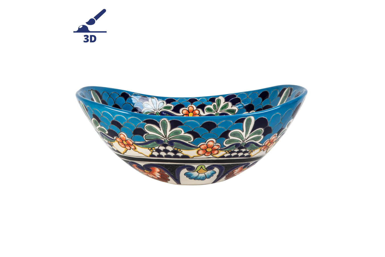 La Reina prima - Talavera mexikanisches Waschbecken mit Relief verziertes