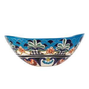 La Reina prima - Talavera mexikanisches Waschbecken mit Relief verziertes