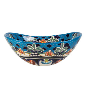 La Reina prima - Talavera mexikanisches Waschbecken mit Relief verziertes