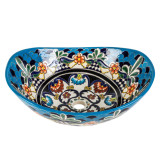 La Reina prima - Talavera mexikanisches Waschbecken mit Relief verziertes