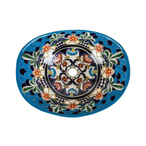 La Reina prima - Talavera mexikanisches Waschbecken mit Relief verziertes