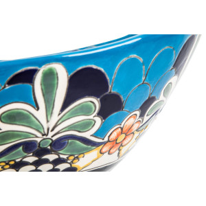 La Reina prima - Talavera mexikanisches Waschbecken mit Relief verziertes