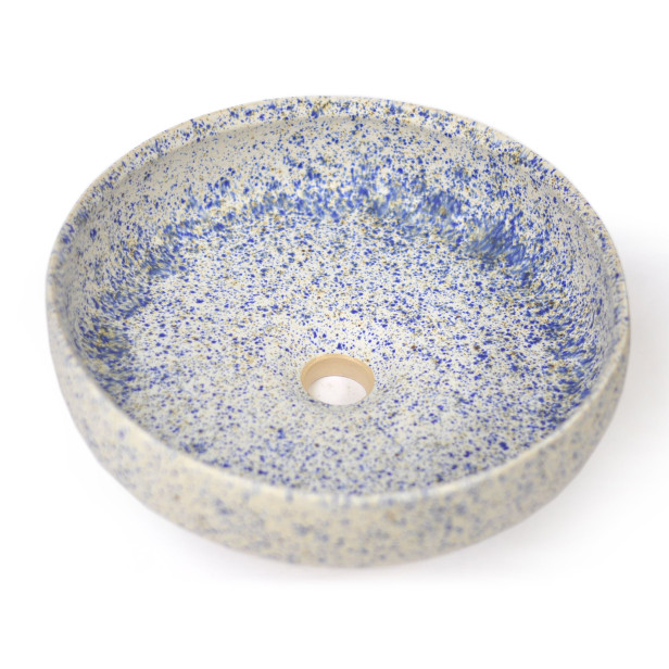 KLAUDIA - RUNDE WEISS-BLAUE WASCHBECKEN