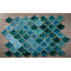 Fischschuppe - Fliesenset „Türkis-Grotte“ aus der Serie „Wasser“