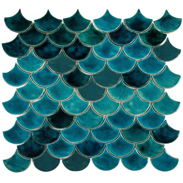 Fischschuppe - Fliesenset „Türkis-Grotte“ aus der Serie „Wasser“