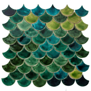 Fischschuppe - Fliesenset „Waldteich“ aus der Serie „Wasser“.
