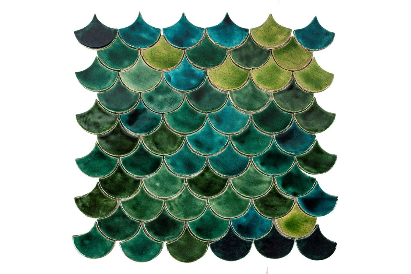 Fischschuppe - Fliesenset „Waldteich“ aus der Serie „Wasser“.