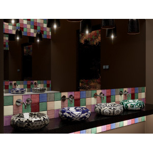 Ciruela - Patchwork aus einfarbigen Fliesen - 90 Stück. 1 m2