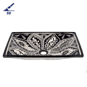 Atalaya prima - Schwarzes mexikanisches Waschbecken mit Relief verziertes