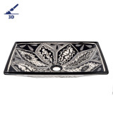 Atalaya prima - Schwarzes mexikanisches Waschbecken mit Relief verziertes