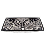 Atalaya prima - Schwarzes mexikanisches Waschbecken mit Relief verziertes