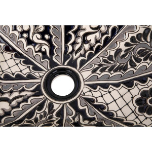 Atalaya prima - Schwarzes mexikanisches Waschbecken mit Relief verziertes
