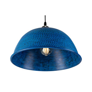 Nuez azul - blaue handgefertigte Lampe aus Mexiko - reines Kupfer