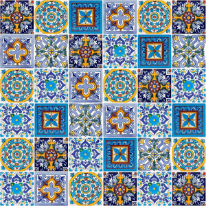 Armando - Patchwork Fliesen in gelb und blau - 15 Fliesen