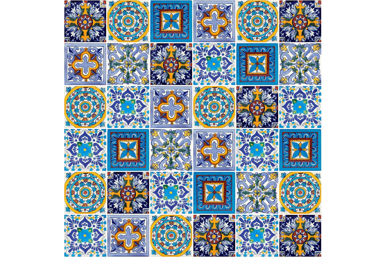 Armando - Patchwork Fliesen in gelb und blau - 15 Fliesen