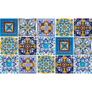 Armando - Patchwork Fliesen in gelb und blau - 15 Fliesen