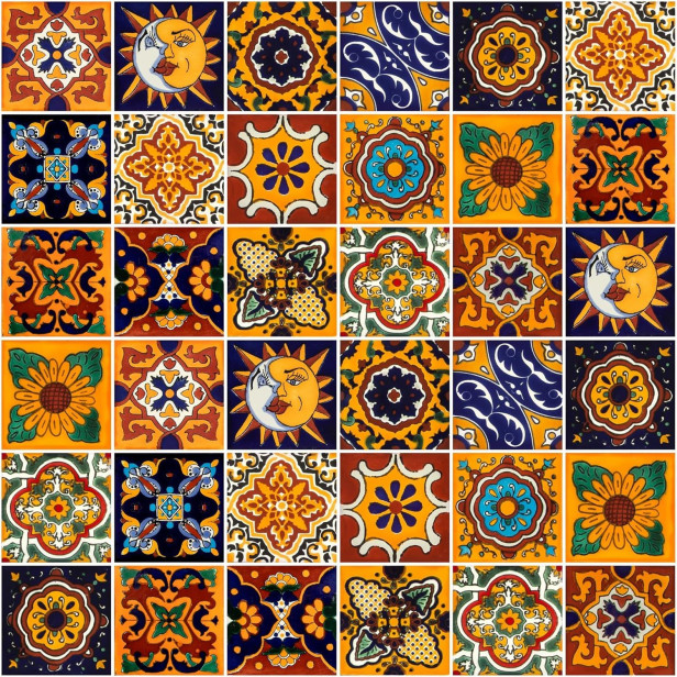 Girasol - Mexikanische Fliesen  10x10 cm Patchwork - 15 Stück