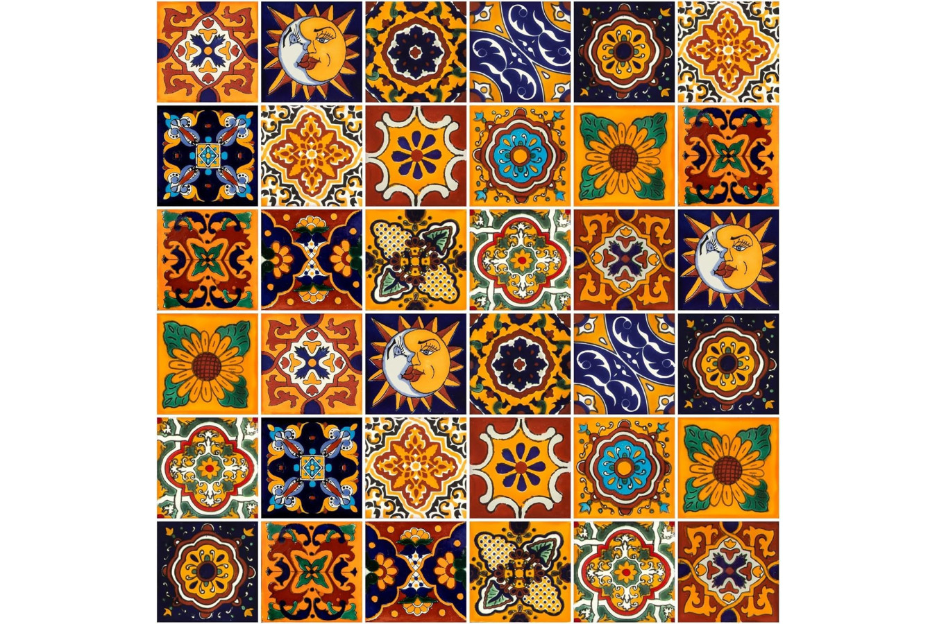 Girasol - Mexikanische Fliesen  10x10 cm Patchwork - 15 Stück