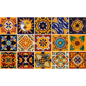 Girasol - Mexikanische Fliesen  10x10 cm Patchwork - 15 Stück