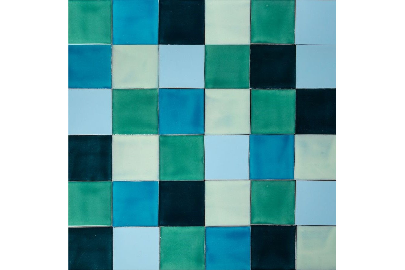 Azuta - Grünes und blaues Patchwork aus einfarbigen Fliesen - 30 Stück