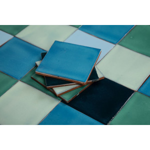Azuta - Grünes und blaues Patchwork aus einfarbigen Fliesen - 30 Stück