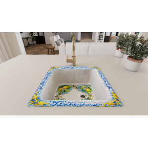 Frutti gialli - quadratisches Waschbecken aus Italien