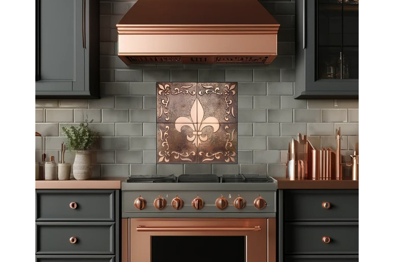 Kupferfliesen mit Fleur-de-lis-Muster
