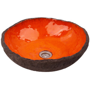 Polmira - Oranges handgemachtes Aufsatzwaschbecken