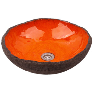 Polmira - Oranges handgemachtes Aufsatzwaschbecken