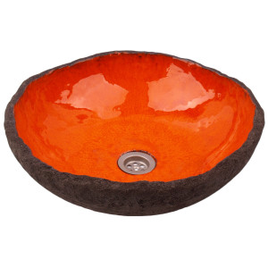 Polmira - Oranges handgemachtes Aufsatzwaschbecken