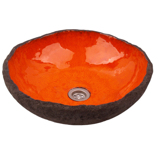 Polmira - Oranges handgemachtes Aufsatzwaschbecken