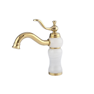 Gracia - Weißer Beckenhahn mit goldenen Motiven