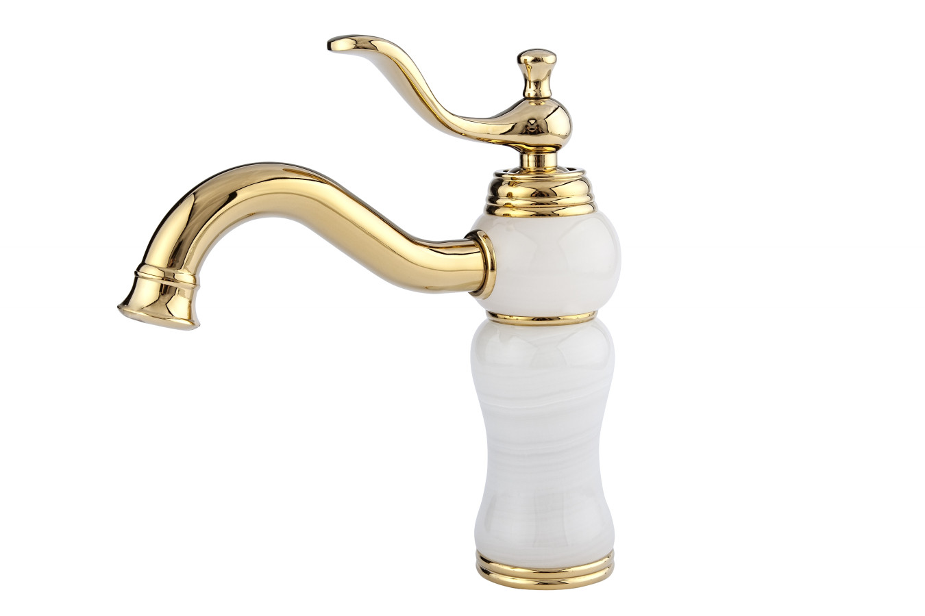 Gracia - Weißer Beckenhahn mit goldenen Motiven