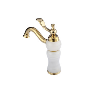 Gracia - Weißer Beckenhahn mit goldenen Motiven